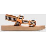 Icon Stripe Strap Lambskin Sandals - Orange - Burberry Flats