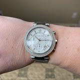 Michael Kors Accessories | Michal Kors Parker Silver Dial Stainless Steel Oversized Watch | Color: Silver | Size: Os