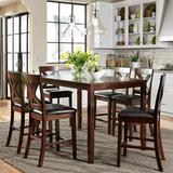 Three Posts™ Kesler 6 - Person Counter Height Dining Set Wood/Upholstered Chairs in Brown, Size 36.0 H in | Wayfair