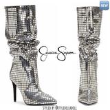 Jessica Simpson Shoes | Jessica Simpson Slouchy Heel Boots | Color: Black/Red/Silver | Size: 5.5