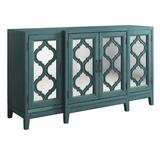 Rosdorf Park 59.8" Modern Mirrored Console Table Sideboard For Living Room Dining Room w/ 4 Cabinets & 3 Adjustable Shelves Wood in Green | Wayfair