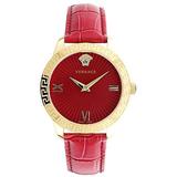 38mm Goldtone Stainless Steel & Leather-strap Watc - Red - Versace Watches