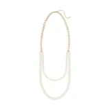 Belk Gold Tone White Pearl 26 Inch 2 Row Chain Necklace