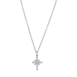 "PRIMROSE Sterling Silver Pave Cubic Zirconia Beaded Cross Pendant Necklace, Women's, Size: 18"", Grey"