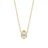 Effy® 925 Gold Plated Silver White Topaz Oval Necklace, Yellow, 16 In