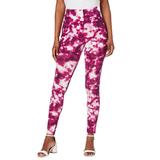 Plus Size Women's Ankle-Length Essential Stretch Legging by Roaman's in Dark Berry Acid Tie Dye (Size L) Activewear Workout Yoga Pants