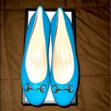 Gucci Shoes | Beautiful Blue Gucci Horsebit Accent Leather Ballet Flats | Color: Green | Size: 10