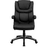 Flash Furniture Embroidered High Back Swivel w/ Double Layered Headrest & Open Arms Executive Chair Upholstered in Black | Wayfair BT-9896H-EMB-GG