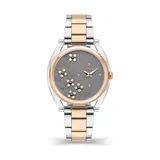 Bcbgmaxazria Ladies Three Hand Quartz Analog Watch, Silver