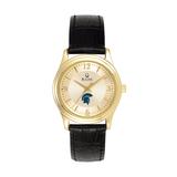"Women's Bulova Gold/Black Case Western Reserve University Stainless Steel Watch with Leather Band"
