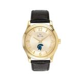 Men's Gold Case Western Reserve University Stainless Steel Watch with Leather Band