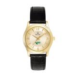 Women's Bulova Gold/Black North Texas Mean Green Stainless Steel Watch with Leather Band