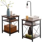 17 Stories Kaion Modern End Table Nightstands Wood in Brown, Size 22.0 H x 15.8 W x 15.8 D in | Wayfair 822E8554BFBC434FB492FEB914A4EF4F