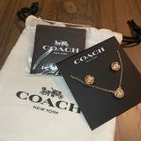 Coach Jewelry | Coach Rose Gold Plated Brass Necklace And Earring Set. | Color: Gold | Size: Necklace 16-18 Earrings 14x14