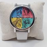 Disney Accessories | Disney Accutime Princesses Watch White Faux Leather Round Face New Battery | Color: Silver/White | Size: Os