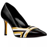 Nine West Shoes | Nine West Eugene Embroidered Pointed Toe Dress Pumps Art Deco Black Leather | Color: Black/Gold | Size: 7