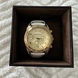 Michael Kors Accessories | Michael Kors Gold Watch W White Band | Color: Gold/White | Size: Os