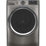 GE - 4.8 Cu. Ft. High-Efficiency Stackable Smart Front Load Washer with Microban - Satin Nickel