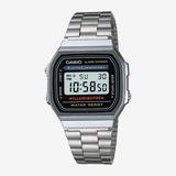 Casio Illuminator Mens Stainless Steel Square Digital Watch A168WA-1OS, One Size , Silver