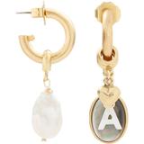 Brinker & Eliza | Persona Charm Letter Hoop Earrings (Multicolor, One Size) | Maisonette