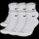 Nike Mens Nike 6 Pack Dri-FIT Plus Quarter Socks - Mens White/Black Size M