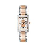 Bulova Caravelle by Bulova Two-Tone Rosetone Women's Rectangular Dial Watch