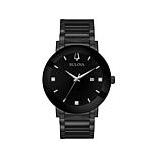 Bulova "Modern" Black Stainless Steel Men's Diamond Bracelet Watch
