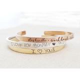 Personalized Mother's Day Gift Cuff Bracelet - Thin Gold Handwriting Jewelry