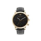 Emporio Armani Men's Stainless Steel & Leather-Strap Chronograph Watch