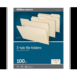 Office Depot Brand File Folders, 1/3 Cut, Letter Size, 30% Recycled, Manila, Pack Of 100 Folders