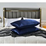 Everly Quinn Marthijn Pillowcase Microfiber/Polyester/Silk/Satin in Blue/Navy, Size Standard | Wayfair A7D904DC33674BA1BE713B804056990F