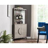 Willa Arlo™ Interiors Corner Bar Cabinet Wood in Gray, Size 68.0 H x 15.7 D in | Wayfair 3B3B8744A45C4A5789BBC661660A8DE5