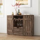 Sand & Stable™ Lexie Slatted Bar Cabinet Wood in Brown, Size 35.0 H x 15.75 D in | Wayfair 8965FD8E611F4BB4B5450D777CFDA469