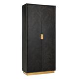 OROA Blackbone Stainless Steel 2 - Door Accent Cabinet Wood in Black/Brown, Size 87.0 H x 39.0 W x 18.0 D in | Wayfair RIC8720621604839