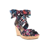 Impo Women's Omyra Ankle Wrap Wedge Sandal With Memory Foam, Blue, 9