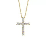 Effy® Women's Sterling Silver/14K Gold Plate Diamond Cross Necklace, 16 in