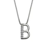 PRIMROSE Sterling Silver Cubic Zirconia Initial Pendant Necklace, Women's, Size: 18", White
