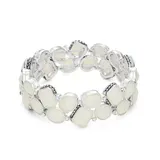 Napier Silver Tone White Cluster Stretch Bracelet, Women's