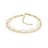 Sonoma Goods For Life Gold Tone White Bead Layered Anklet, Women's