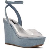 Klear Platform Ankle Strap Wedge Sandals - Blue - Nine West Heels