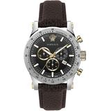 Chrono Sporty Stainless Steel & Leather Chronograph Watch - Black - Versace Watches