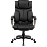 Flash Furniture Embroidered High Back Folding Swivel w/ Arms Executive Chair Upholstered in Black, Size 45.5 H x 28.0 W x 28.0 D in | Wayfair