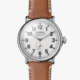 Shinola Men's Watch | White Dial + Tan Leather Strap | The Runwell 47mm