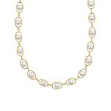 Sofia B Women's Necklaces White - Cultured Pearl & Cubic Zirconia Halo Station Necklace