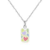 Chanteur Designs Girls' Necklaces - Pink & Silvertone Heart Rectangle Pednant Necklace