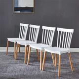 Corrigan Studio® Set Of 4 Dining Chair,kitchen Chair Plastic/Acrylic/Wood in White, Size 32.28 H x 16.93 W x 16.73 D in | Wayfair