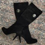 Nine West Shoes | Knee High High Heels Suede Leather Boots | Color: Black | Size: 6.5