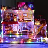Xin Sheng Huge Dollhouse w/ 2 Dolls & Colorful Light Plastic, Size 19.6 H x 26.0 W x 22.8 D in | Wayfair zjj-2201015