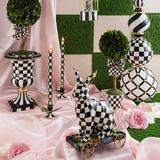 MacKenzie-Childs Courtly Check® Bunny Resin in Black/Green/White, Size 12.5 H x 5.0 W x 8.5 D in | Wayfair 35514-1651