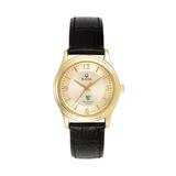"Women's Bulova Gold/Black Manhattan Jaspers Stainless Steel Watch with Leather Band"